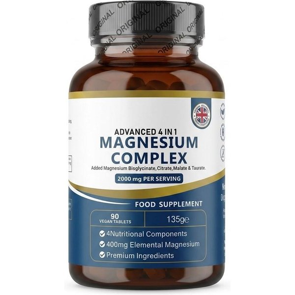 Kompleks Glicynianu Magnezu 4 W 1 - Dodano Glicynian, Cytrynian, JabłCzan Magnezu Oraz Taurynian Magnezu 1Pack-image