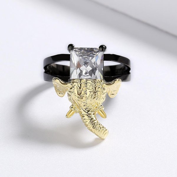 Anillo Para Hombre JoyeríA Animal Creativa JoyeríA Oro Negro Engaste Anillo De JoyeríA De Zirconia Brillante No. 10 Beige-image