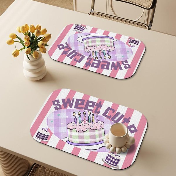 Mata Ociekowa Do Kuchni Mata Barowa Mata Na Stół Mata Pod FiliżAnkę Mata ChłOnna Na Blat Mata KontrolująCa Wodę PodkłAdka Pod SztućCe Miskę Talerz 40 * 50Cm Clean Pink-image
