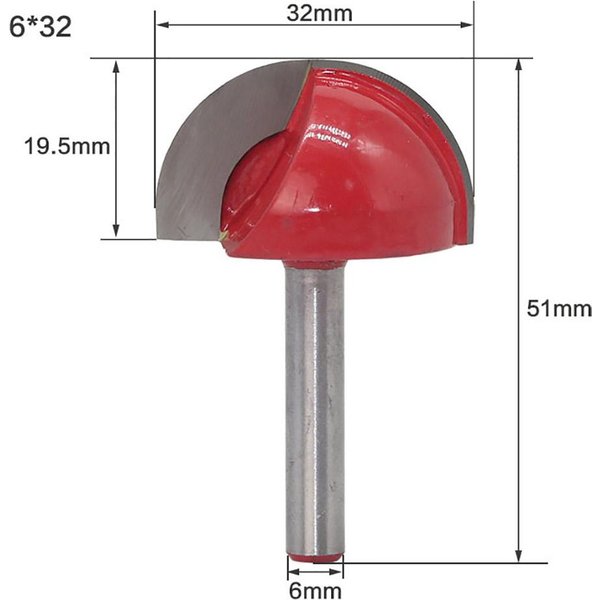 Broca Fresa Para Madera De VáStago De 6 Mm Broca Fresadora Para CarpinteríA Ranuradora Redonda (6*32)-image