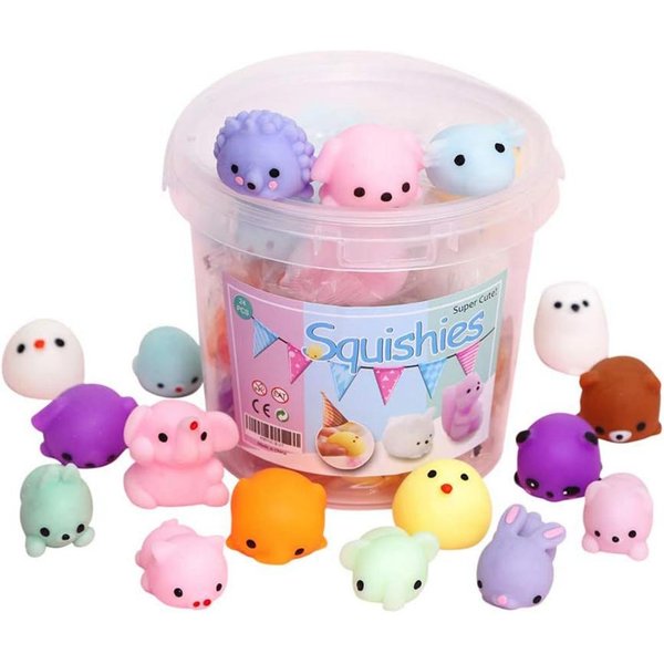 24 Sztuki Mini Kawaii Squishies Hi Zabawki Anty-Stresowe Zabawki Squishy Upominki Na Imprezę Dla Dzieci WypełNiacze Do Koszyka Ze Skrzynką Do Przechowywania Gray-image