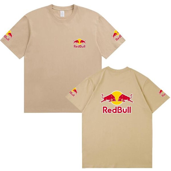 Camiseta Unisex Con Estampado Red Bull Motocross Para Hombre Y Mujer Verano Cuello Redondo Manga Corta Casual Tops De Carreras L Beige-image