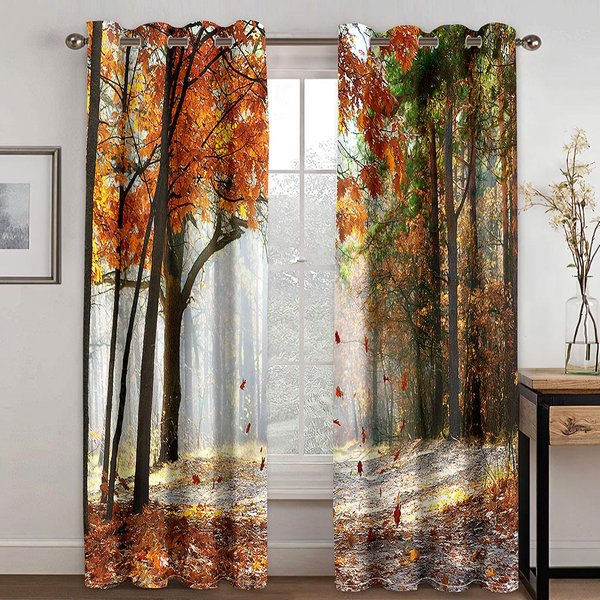 Granja De ÁRbol Manor Planta De Primavera Paisaje Cortina De Sombra Sala De Estar De Lujo Dormitorio DecoracióN Del Hogar Cortina 2 Paneles 100W130H(Cm)40X51In&Grommet Top-image
