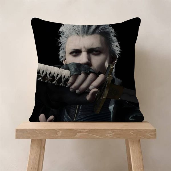 Vergil D-Devil May C-Cry Poszewka Na Poduszkę Biurową Poduszka Samochodowa 45X45 Cm Poszewka Na Poduszkę LęDźWiową Poszewka Na Poduszkę Do Sofy 35X35Cm Gray-image