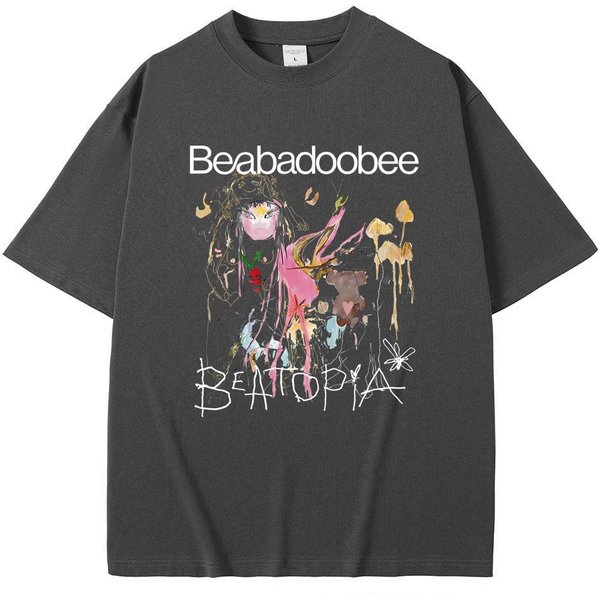 Beabadoobee Beatopia Album Nadruk T-Shirt MęSki Damski Moda Oversize Streetwear MęSki Lato Casual Czysta BawełNa KróTki RęKaw L Gray-image