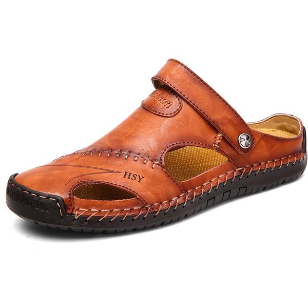 Sandalias Romanas CláSicas De Cuero Para Hombre Chanclas Zapatilla Exterior Deportiva Chanclas De Goma Para Playa Sandalias De Senderismo AcuáTico Para Hombre Sandalias De Verano 43 Brown-image