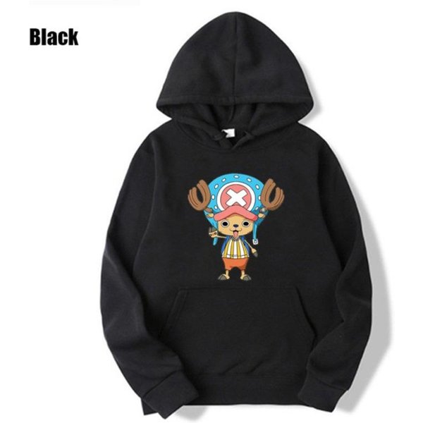 Anime One Piece Tony Tony Chopper Sudadera Con Capucha Estampada Hombres Mujeres Anime Sudadera Con Capucha Manga Larga JerséIs De Lana OtoñO Invierno Sudadera XL Negro-image