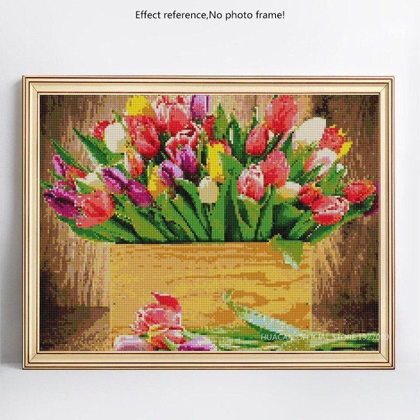 Bordado De Diamantes 5D DIY Pantalla Completa Flor Punto De Cruz Mosaico Pintura De Diamantes Redondos Completos 20X30CM-image