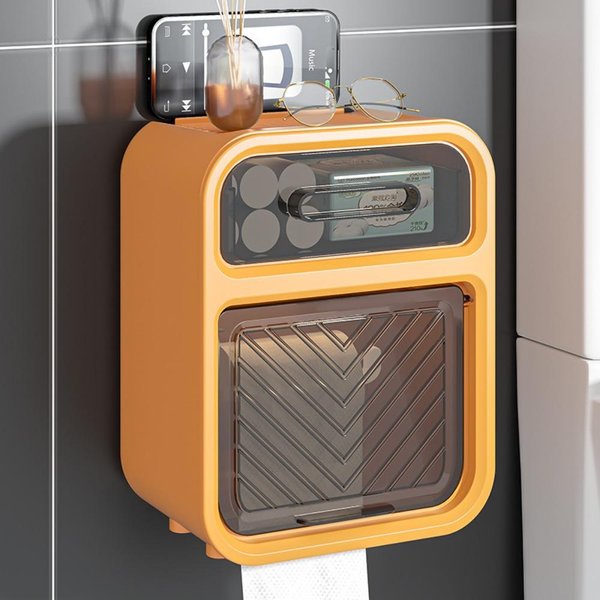 Caja De Papel HigiéNico Sin Perforar, Papel HigiéNico Impermeable Para BañO, Papel En Rollo De Papel HigiéNico, Caja De Papel Con Ventosa Para Montaje En Pared Brown-image