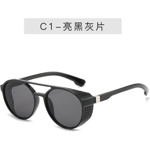 Gafas De Sol Steampunk Para Hombre Vintage Redondas ProteccióN UV400 Parabrisas DiseñAdor Estilo Punk Gafas Gray-image