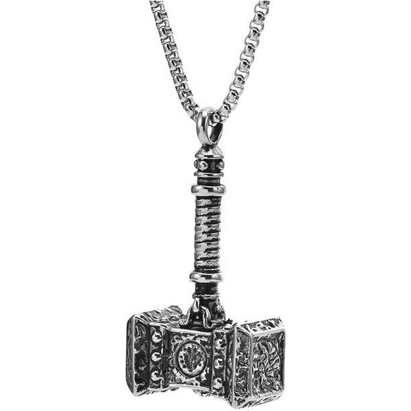 Europejski I AmerykańSki Mjolnir MęSki Naszyjnik Wisiorek Modna BiżUteria Odlewana W Stylu Vintage BiżUteria Modowa Wisiorek Gray-image