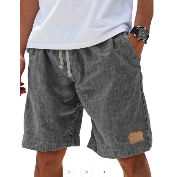 Novedad Pantalones Cortos De Lino Transpirables Retro Para Hombre Sueltos De Vacaciones Moda Pantalones Cortos Casuales 5XL Black-image