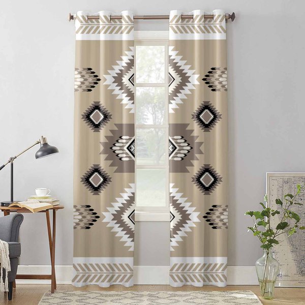 Cortinas GeoméTricas Bohemias Para Ventana De Sala De Estar, Cortinas De Lujo Para Dormitorio, Persianas Y Cortinas De Cocina 135W X 60H(Cm) X1 Gray-image