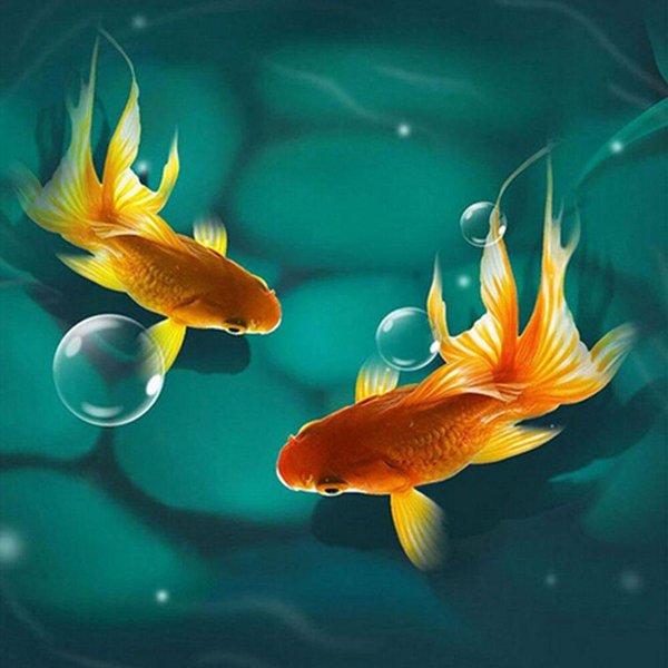 OkrąGłY Diament Malarstwo Goldfish Haft Cross Stitch Rhinestone Mozaika WystróJ Domu 30X30Cm-image
