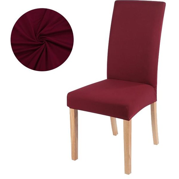 1 /2 /4 /6 -Piezas Fundas EláSticas Para Sillas De Comedor Cubierta De Silla De Color Sencillo Funda Para Asiento De Silla Para ÁRea De Comedor Lavable ExtraíBle 2-Pcs Rojo Vino-image