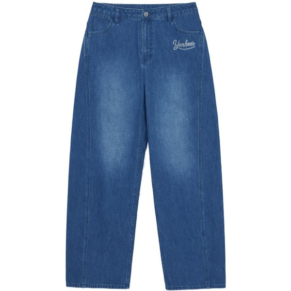 MLB New York Yankees Estampado De Letras Arco Pierna Ancha Ajuste Holgado Jeans Hombre Jeans 3LDPV0261-50INS L Gray-image