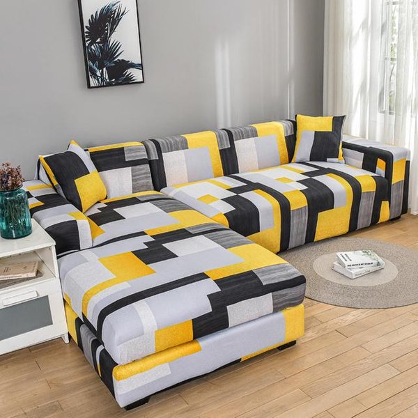 Fundas De Sofá Estampadas En Forma De L Para Sala De Estar, Protector De Sofá, Fundas EláSticas Antipolvo Para Funda De Sofá De Esquina S (90-140Cm) 1PC-image