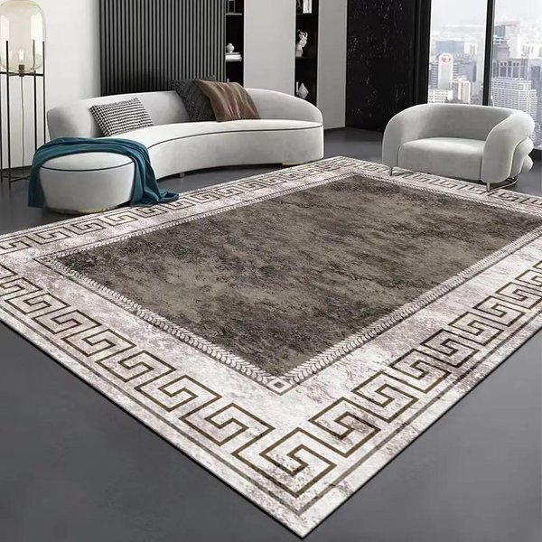 Alfombra NóRdica Moderna De Alta Gama Para Sala De Estar Lujo Gris DecoracióN Del Hogar Dormitorio Alfombras De ÁRea Grande EláStica Lavable Antideslizante Felpudo 80*120Cm-image