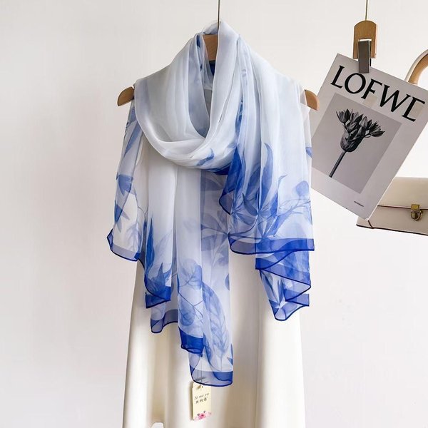 Bufanda De Seda Floral Para Mujer Verano Hiyab Bandana Protectora Del Sol Foulard Diadema Femenina Bufandas CáLidas De Pashmina Echarpe Chal Envoltorio Grande 135X180Cm Gray-image