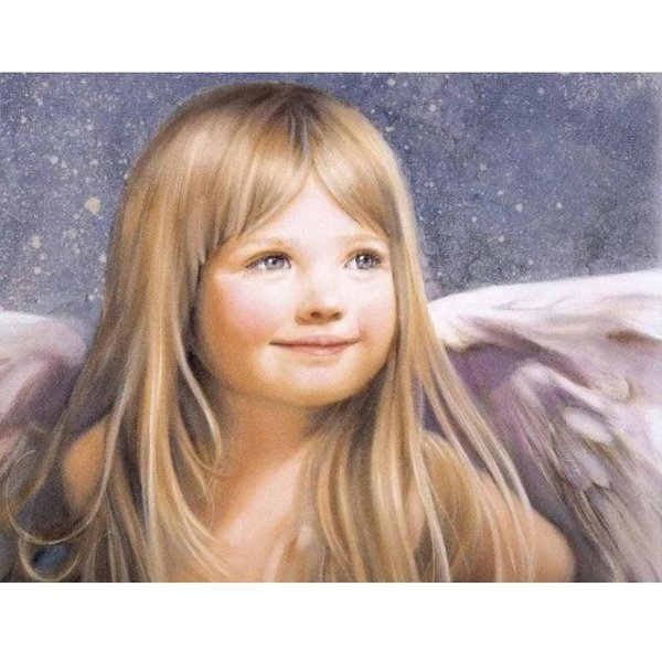 Pintura De Diamantes 5D DIY Cuadrado Completo / Redondo Bordado De Punto De Cruz NiñA ÁNgel Mosaico De Diamantes De Agua DecoracióN Del Hogar Regalo Full Round (20X30CM)-image