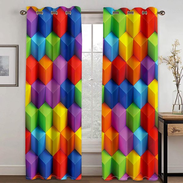 Cuadros De Diamantes Estilo Minimalista Cortinas Infantiles Cortinas Para HabitacióN Cortinas Para Ventana Grande BañO Dormitorio Cocina Cortina 100W160H(Cm)40X63In&Grommet Top-image