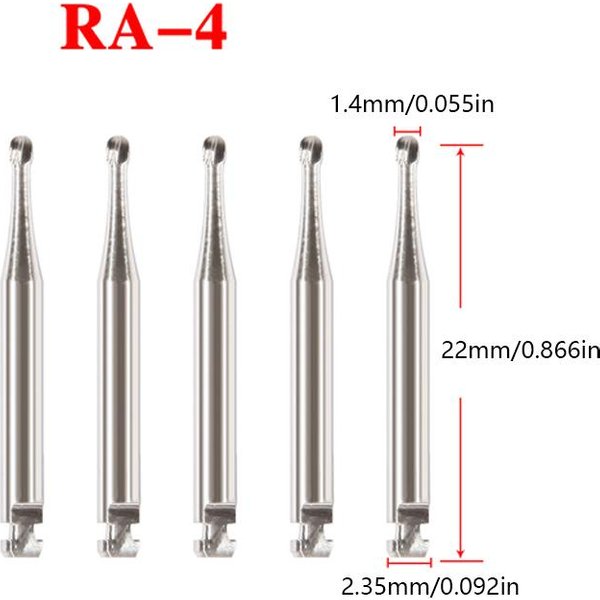 5 Piezas Fresas Dentales De Carburo Baja Velocidad Redondas Serie Ra Para Laboratorio Dental ClíNica CañA 2.35 Mm Longitud 22.5 Mm-image