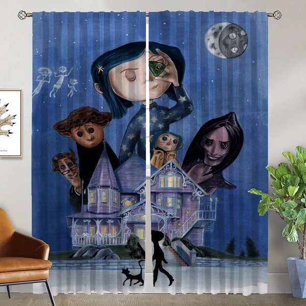 Odcienie Coraliny Nowoczesne ZasłOny Do Salonu ZasłOna ZaciemniająCa Do Kamery Dekoracja Halloween ZasłOny DzieląCe 2 Sztuki Dziecko W50Xh70Cmx2Pcs-Cl-image
