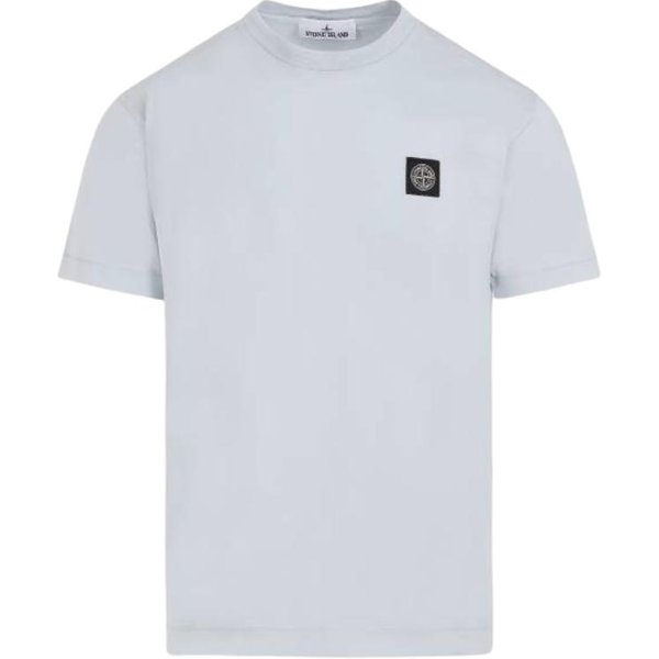 Stone Island Koszulka Z Logo, Z OkrąGłYm Dekoltem, Z KróTkim RęKawem, MęSka, Topy, Niebieska, K1S1521000-39S0013-V0041 XL White-image