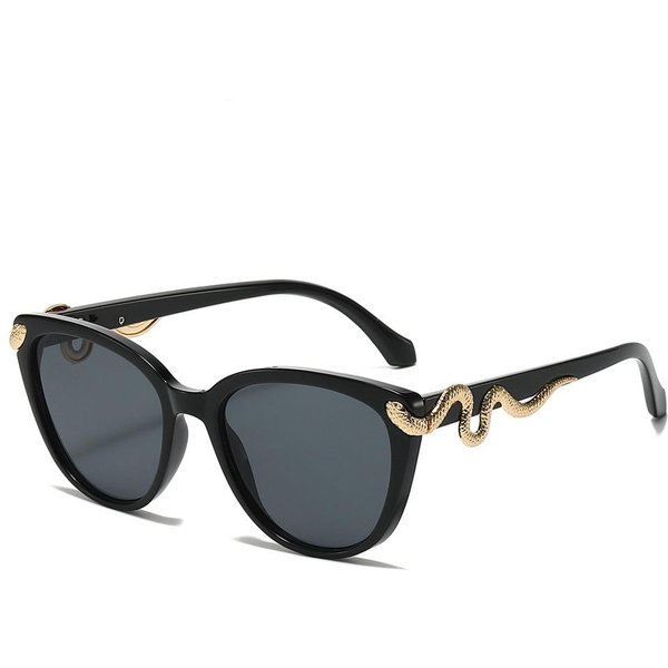 Gafas De Sol Redondas Con Degradado De Leopardo Retro Para Mujer Lujo Metal DiseñO De Serpiente UV400 Gafas De Sol De Moda Unisex As Picture Black-image