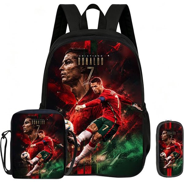 Aprende, Viaja Mochila Escolar, Estuches, Mochila Deportiva Ronaldo NiñOs Set De 3 Piezas Mochila Estrella De FúTbol Rucksack Regalo-image