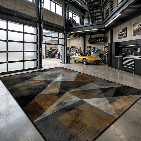 Geometryczny Styl Industrialny ŁAtwy Do Czyszczenia Dywanik Do GarażU Dekoracja Salonu Puszysty Dywan DużA Powierzchnia AntypośLizgowy MięKki Mata Pod Stoliki Kawowe 1.9X2.9Ft(60X90Cm)-image