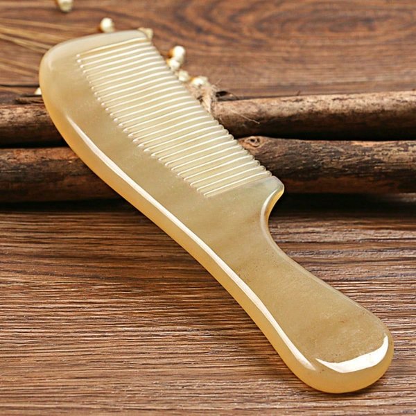 Peine De Cuerno Natural Grande Peine AntiestáTico Para El Cabello Peine Masajeador Caqui-image