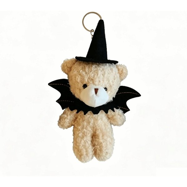 Pluszowy Miś Na Halloween Uroczy Breloczek Do Torebki Misiek Kapelusz Czarownicy Dynia Nietoperz SkrzydłA Zawieszka Do Plecaka Upominek Na Imprezę Prezent Dla MłOdych Kobiet Breloczek Do Torebki Black-image