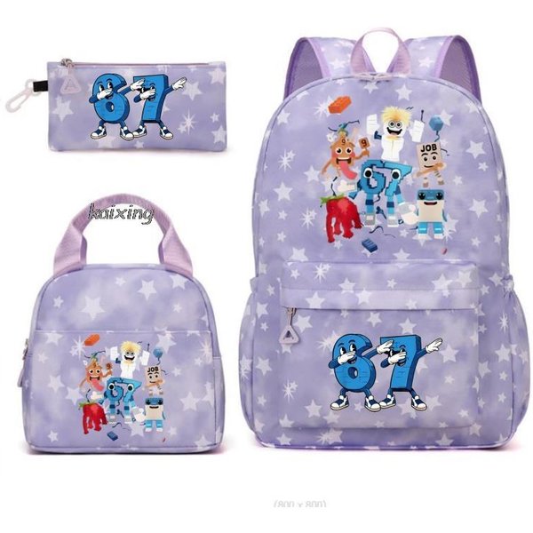 Robar Cerebro Podrido Mochilas 3 Piezas/Juegos Media Y Alta 67 Seis Siete Estudiantes Escolares, Mochilas De Ocio De Gran Capacidad Regalo De Vacaciones-image