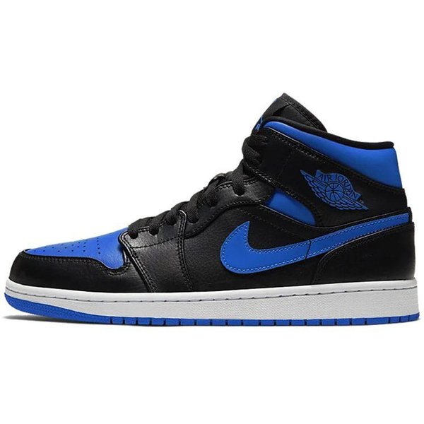 Zapatillas Air Jordan 1 Mid Negro Hiper Real Azul Para Hombre Azul Real-Azul Blanco 554724-068 41-image