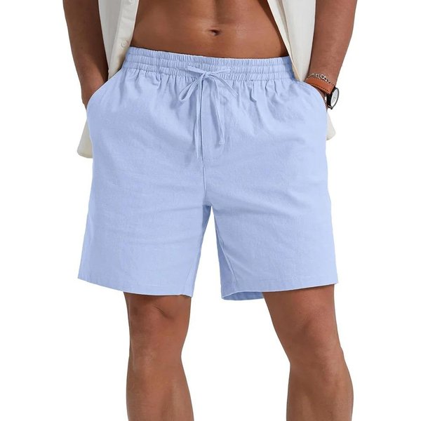 Verano Nuevo PantalóN Corto De Hombre Ligero Transpirable Casual PantalóN Corto AlgodóN Lino Estilo Simple Diario PantalóN Deportivo Corto M Gray-image