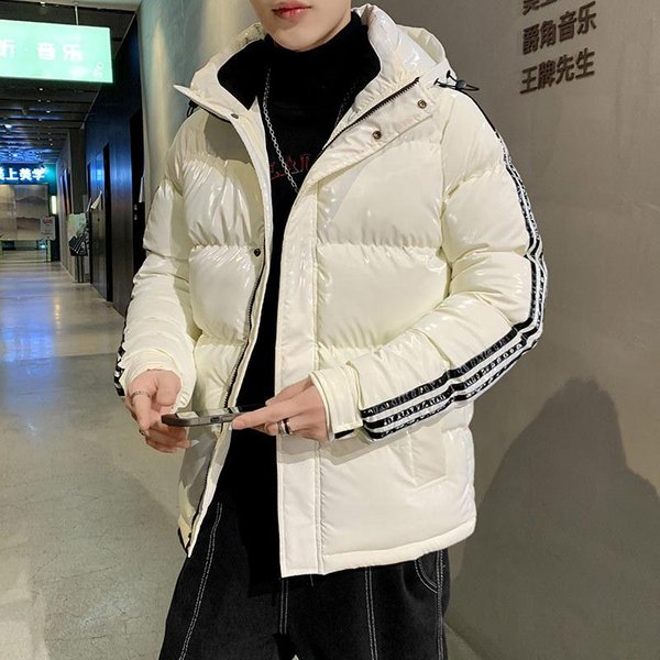 Chaqueta De PlumóN Ligera Brillante Para Hombre, Chaqueta De Invierno Con Capucha Y PlumóN De Pato Blanco A Prueba De FríO L Blanco-image