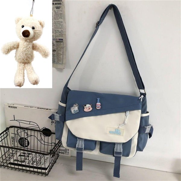 Harajuku DużA Pojemność Nylonowa Torba Listonoszka Dla UcznióW - Szkolna Torba Na Ramię Crossbody Dla DziewcząT MężCzyzn-image