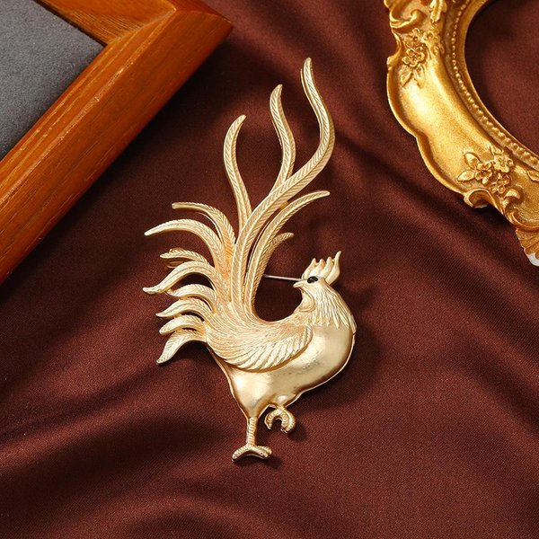 Moda CláSica Retro Para Mujeres Hombres Gallos Insignias Doradas Broche Estilo Vintage Dama Animal Palacio Pin Accesorios Corsages-image