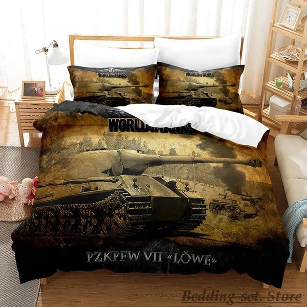 PośCiel World Of Tanks Pojedyncza Twin PełNa Queen King Rozmiar Zestaw PośCieli Anime Dla DorosłYch Dzieci Sypialnia Poszewka Na KołDrę 70X133Cm 2Pcs-image