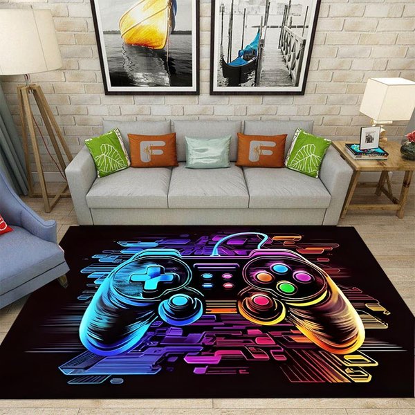 Dywan Gamingowy Do Pokoju ChłOpca Dywan Dla Gracza Z Kontrolerem Do Gier Dywan Do Pokoju Gier Pokoju Esports I Sypialni ChłOpcóW O Tematyce Gier Mata PodłOgowa 120X160Cm-image