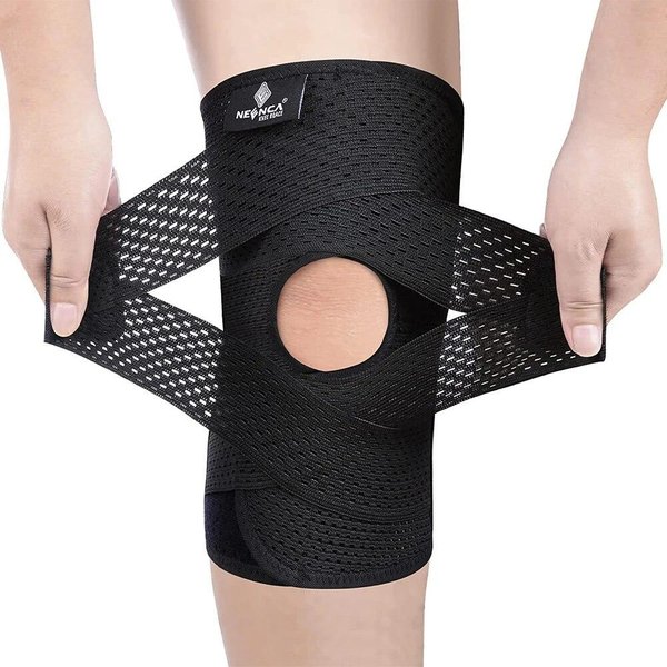 Rodillera Neenca Para Alivio Del Dolor De Rodilla Soporte De CompresióN Con Tejido De Malla De Aire Estabilizadores Laterales Para Rotura De Menisco LCA Artritis M Negro-image