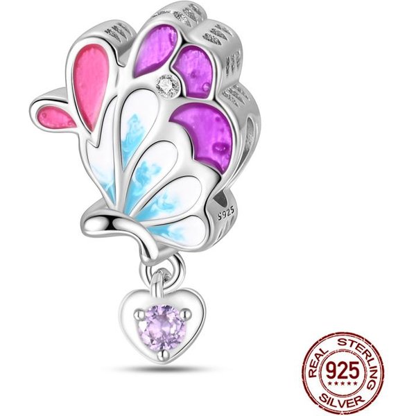Ajuste Charms Decorativos Para Pulseras AutéNticas Cobre Genuino Serie Mariposa Luminosa Cuentas JoyeríA Diy FabricacióN Para Regalo De Mujer White-image