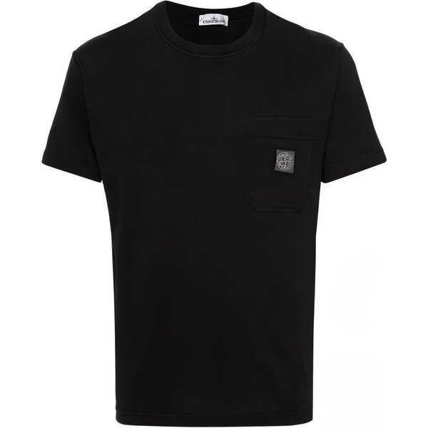Stone Island Koszulka Z Logo, OkrąGłY Dekolt, LuźNy KróJ, KróTki RęKaw, MęSkie, Czarna 801521957-A0029 L Black-image