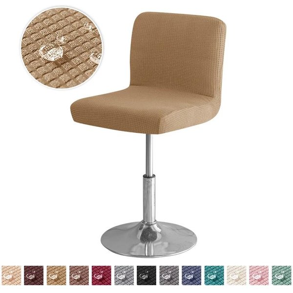 2 Piezas Funda Impermeable Para Silla Color SóLido EláStica Funda Para Taburete De Barra Funda Para Silla De Respaldo Corto Anti-Suciedad Para DecoracióN Del Hogar Club 2Pcs Chair Cover Gray-image