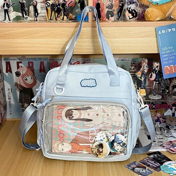 Torba Na Ramię Crossbody W Stylu Y2K JapońSki Preppy Nowe Nylonowe Torby Szkolne Dla Nastolatek Przezroczyste Plecaki Itabag Ita bag Only bag NO Badges Czarny-image