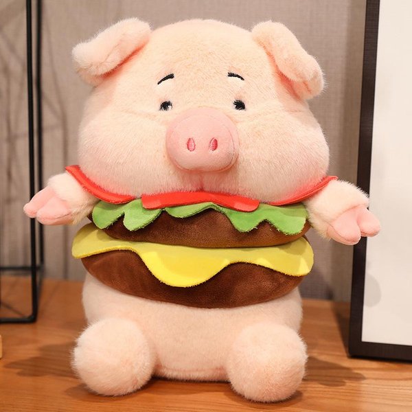 Nueva MuñEca Cerdo Hamburguesa Juguete De Peluche Creativo Cerdo MuñEca Linda Regalo De CumpleañOs Para NiñA 25Cm Beige-image