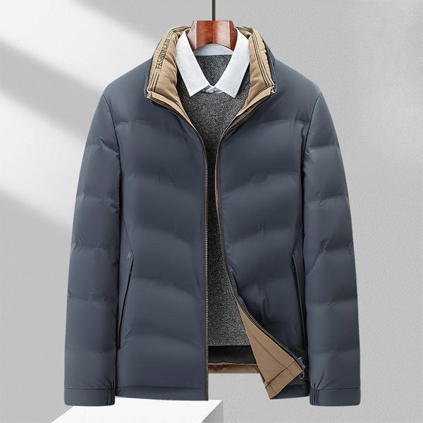 Chaqueta De Plumas Para Hombre OtoñO E Invierno Nuevo Estilo Corta Engrosada Cuello Alto Invierno CáLida Chaqueta Top Para Hombre 90 PlumóN De Pato 7XL Gray-image