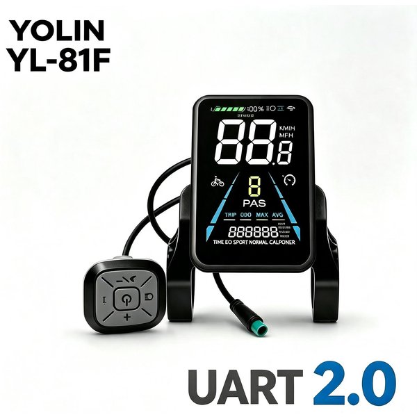 Yolin 36V 48V 52V Kolorowy WyśWietlacz LCD Do Roweru Elektrycznego Ebike LCD WyśWietlacz Z ProtokołEm Uart Dla Roweru Elektrycznego Engwe Czarny-image