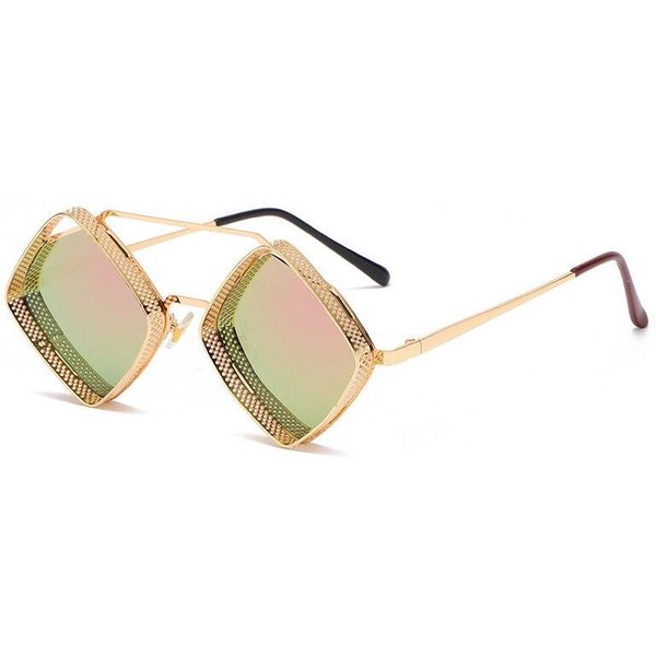 Shauna Retro Steampunk Gafas De Sol Hombres Metal Marco Hueco Gradiente Espejo Sombras UV400 Mujeres Punk Gafas De Sol White-image